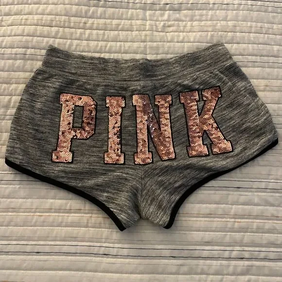 Victoria’s Secret PINK Sequin Bling Short Shorts W Pockets Size Medium - Picture 2 of 10